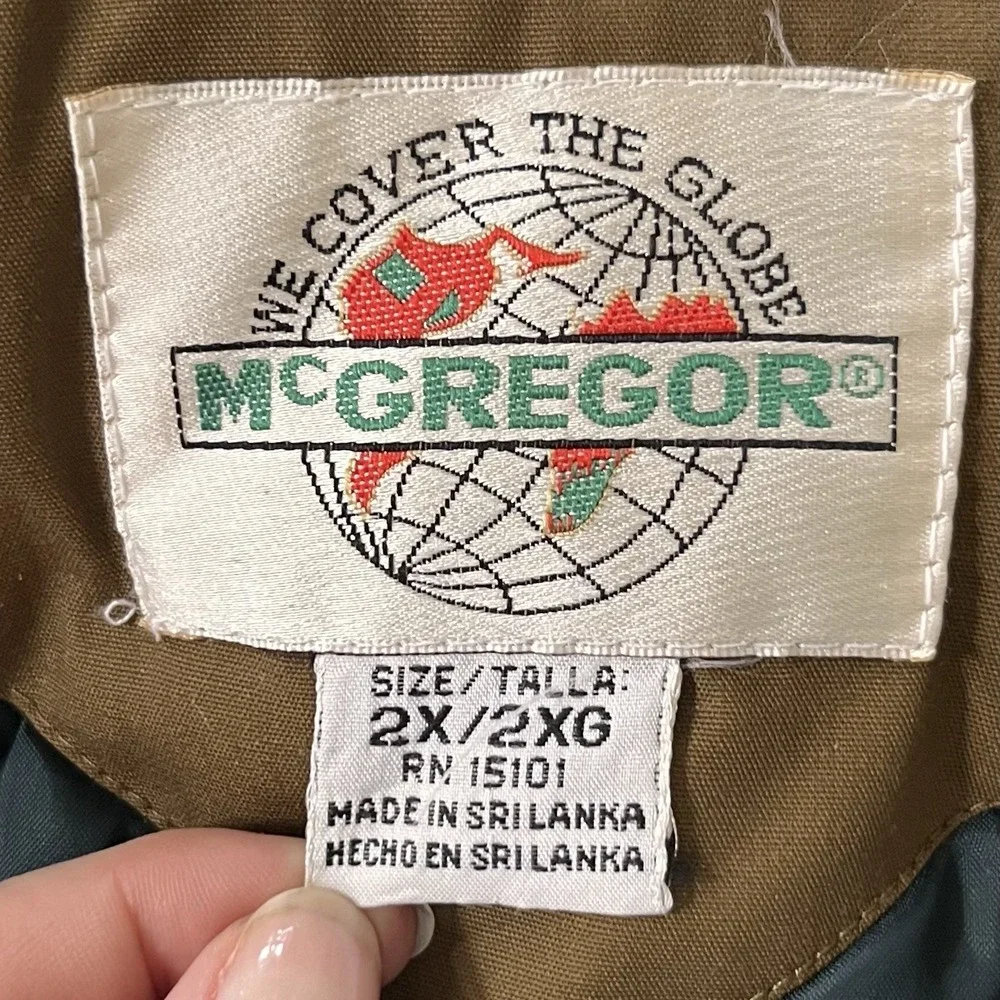 McGregor Mens Bomber Coat Size 2X Vintage Canvas Workwear Zip Lined Padded Blue